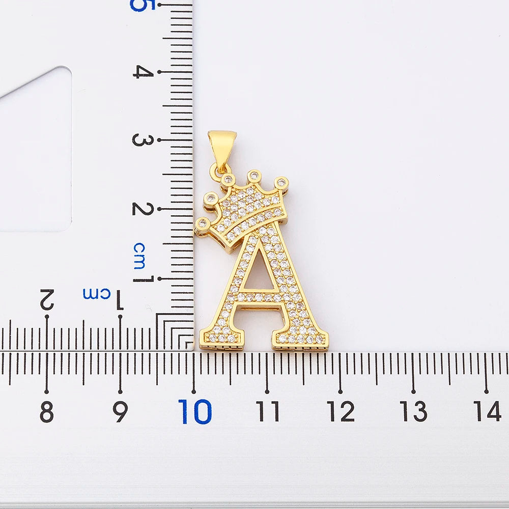 Iced Out A-Z Letter Crown Pendant