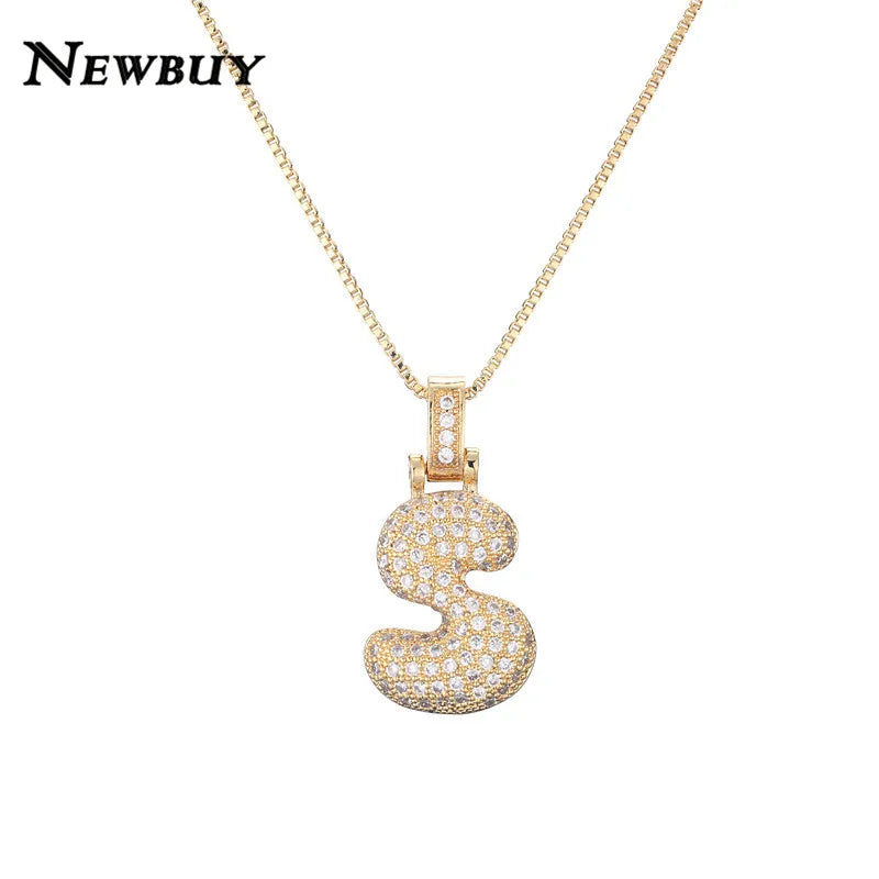 Round Iced Out A-Z Letter Necklace